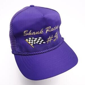 Rare Vtg Shank Racing #51 Embroidered Snapback Mesh Trucker Rope Cap Purple